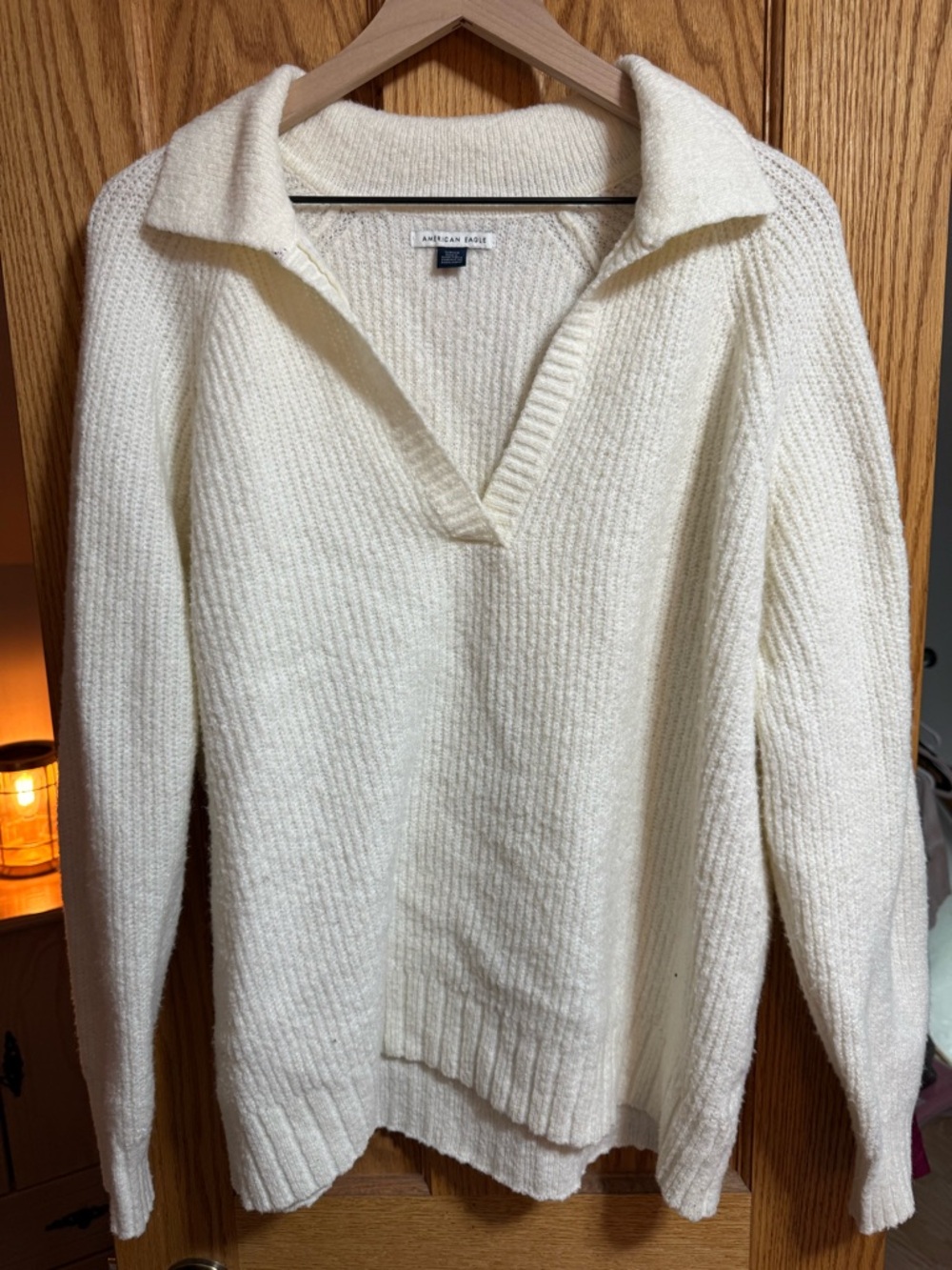 American Eagle Outfitters Cream V-Neck Sweater